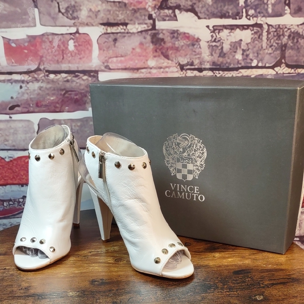 Vince Camuto "Abbia" Nappa Leather Peep Toe Booties